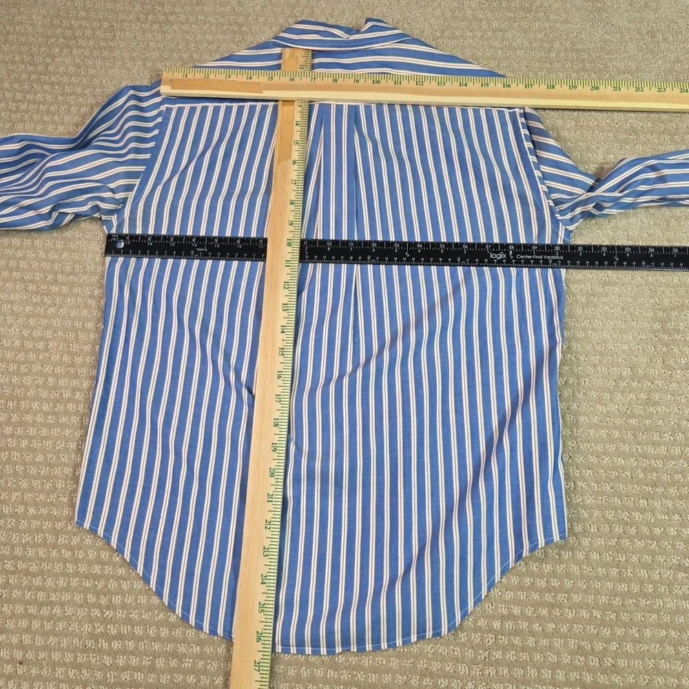 Lauren Ralph Lauren 90s Button Down Shirt Oxford 6P Striped Wreath Crest Logo